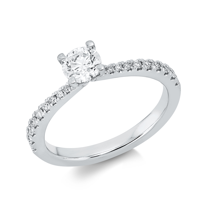Solitaire mit Besatz Ring Weißgold 18kt 0,71ct