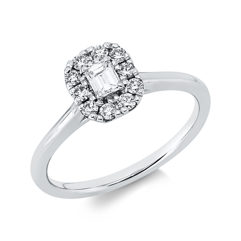 Solitaire mit Besatz Ring Weißgold 18kt Ref-1HP31