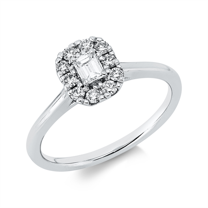 Solitaire mit Besatz Ring Weißgold 18kt Ref-1HP31