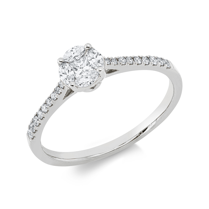 Baguette Illusion Ring Weißgold 18kt Ref-1HP99
