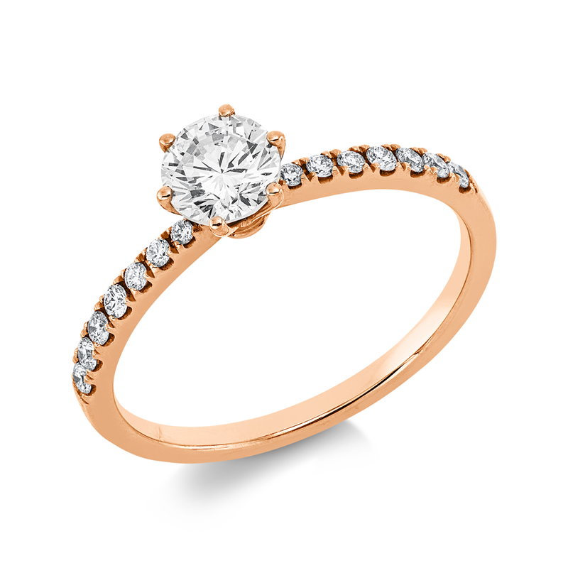 Solitaire mit Besatz Ring Rotgold 18kt Ref-1HT08