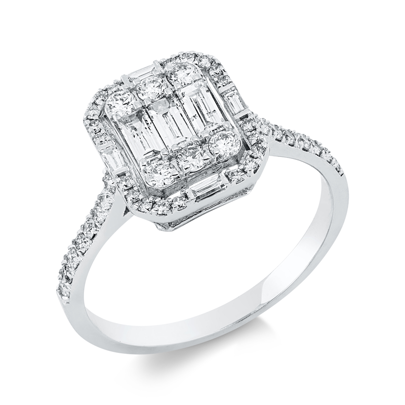 Baguette Illusion Ring Weißgold 14kt 0,76ct