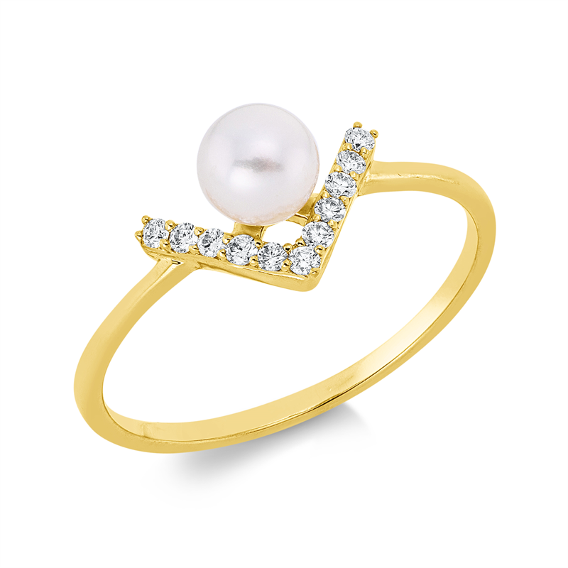 Perle Ring Gelbgold 18kt 0,09ct