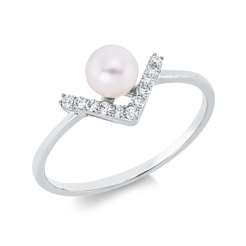 Perle Ring Gelbgold 18kt 0,09ct