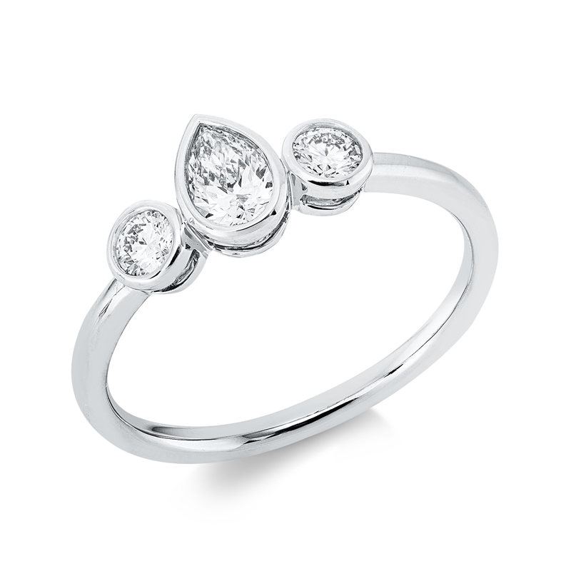 Solitaire mit Besatz Ring Weißgold 18kt 0,44ct