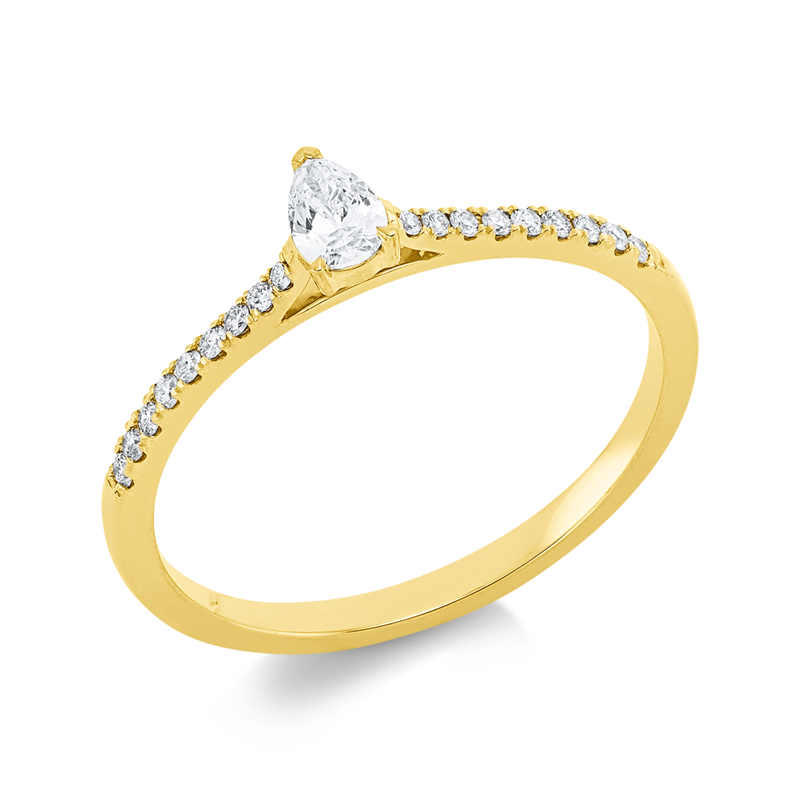 Solitaire mit Besatz Ring Weißgold 18kt 0,24ct