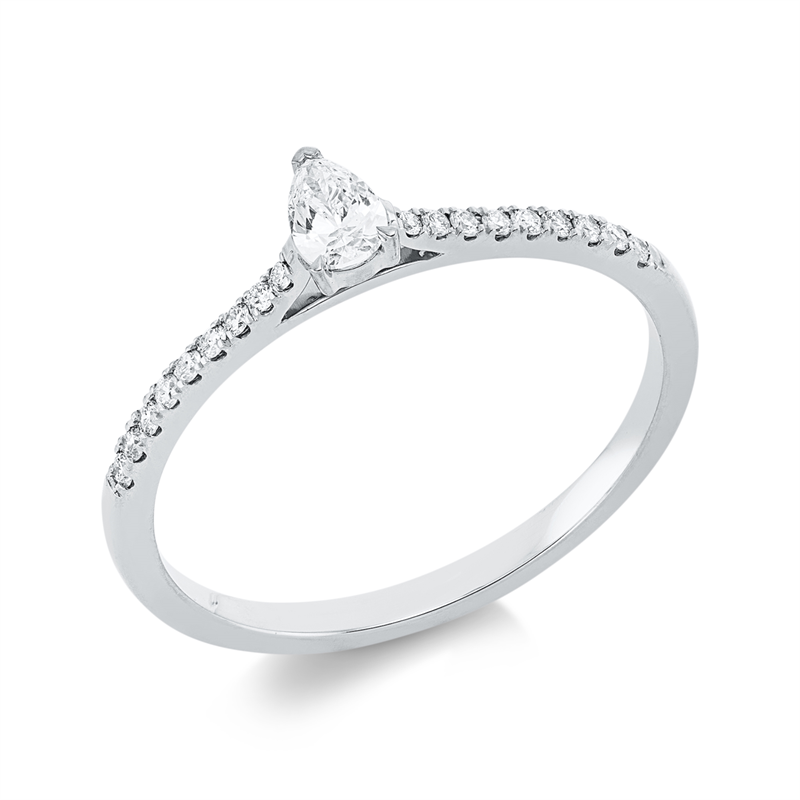 Solitaire mit Besatz Ring Weißgold 18kt 0,24ct