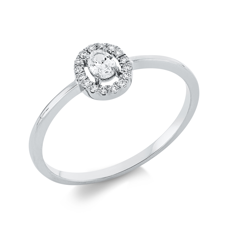 Solitaire mit Besatz Ring Weißgold 18kt 0,17ct