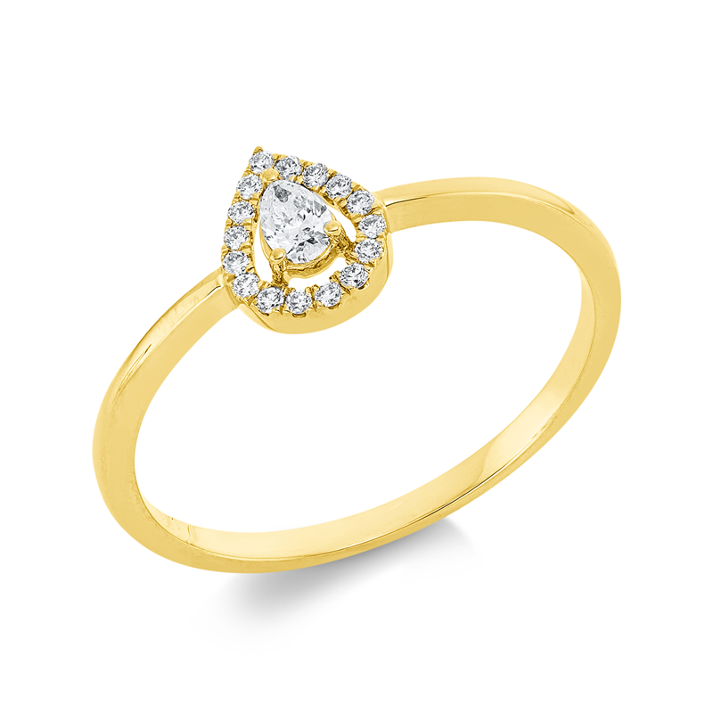 Solitaire mit Besatz Ring Weißgold 18kt 0,14ct