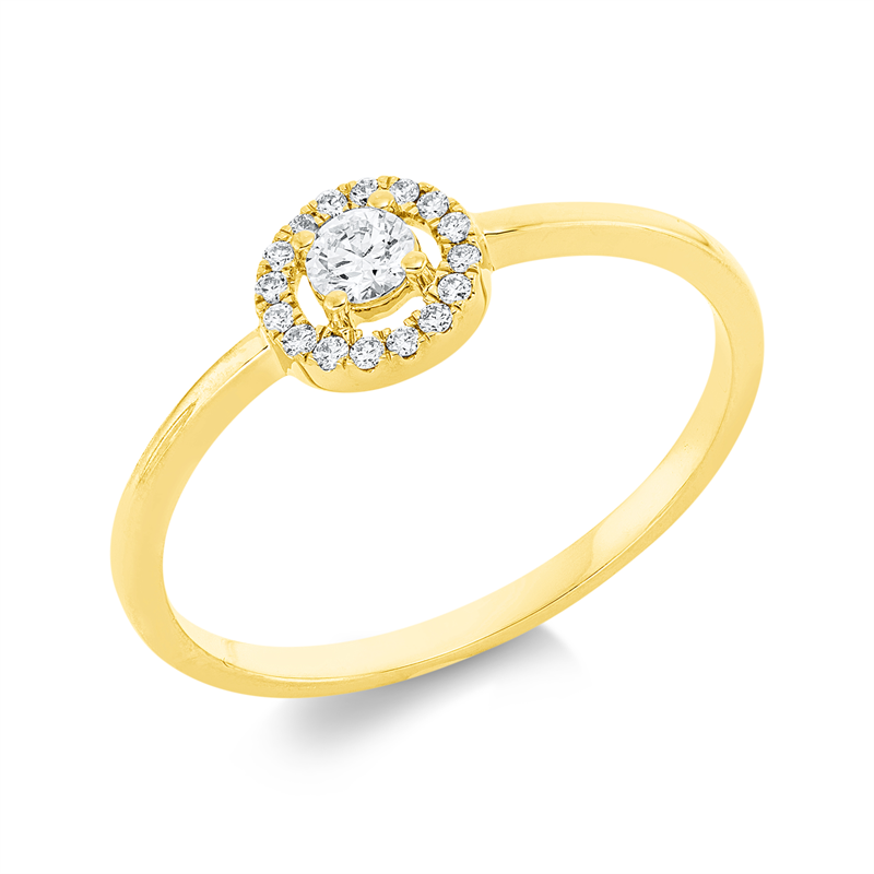 Solitaire mit Besatz Ring Weißgold 18kt 0,16ct