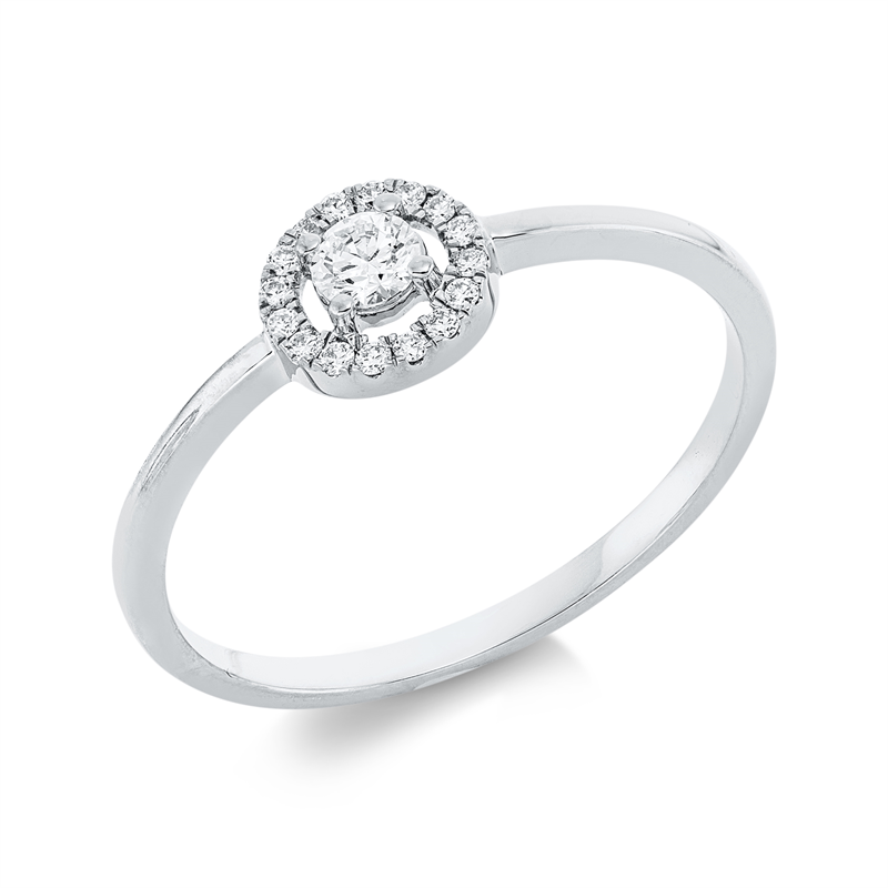 Solitaire mit Besatz Ring Weißgold 18kt 0,16ct