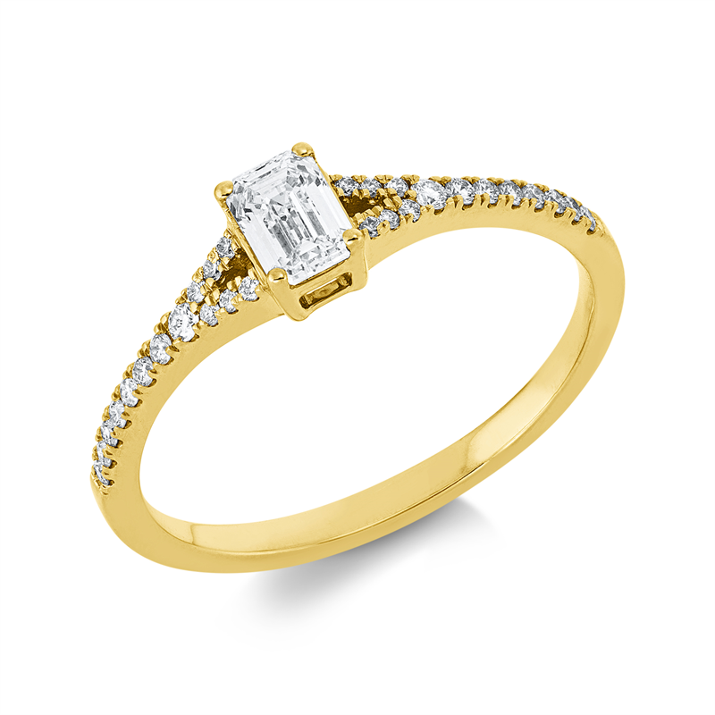 Solitaire mit Besatz Ring Weißgold 18kt 0,42ct