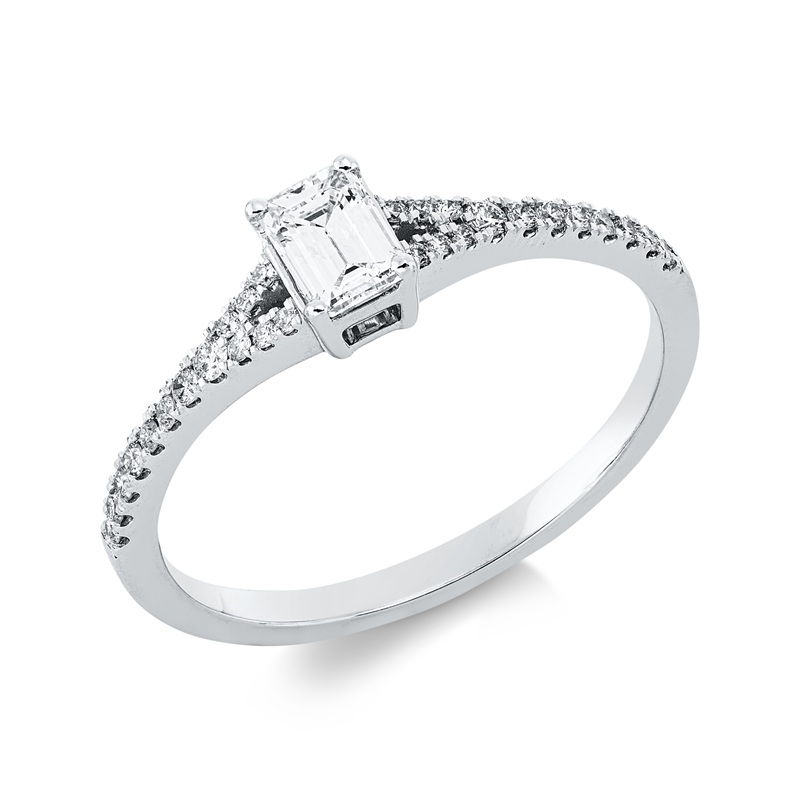 Solitaire mit Besatz Ring Weißgold 18kt 0,42ct
