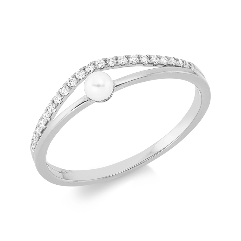 Perle Ring Weißgold 18kt 0,1ct