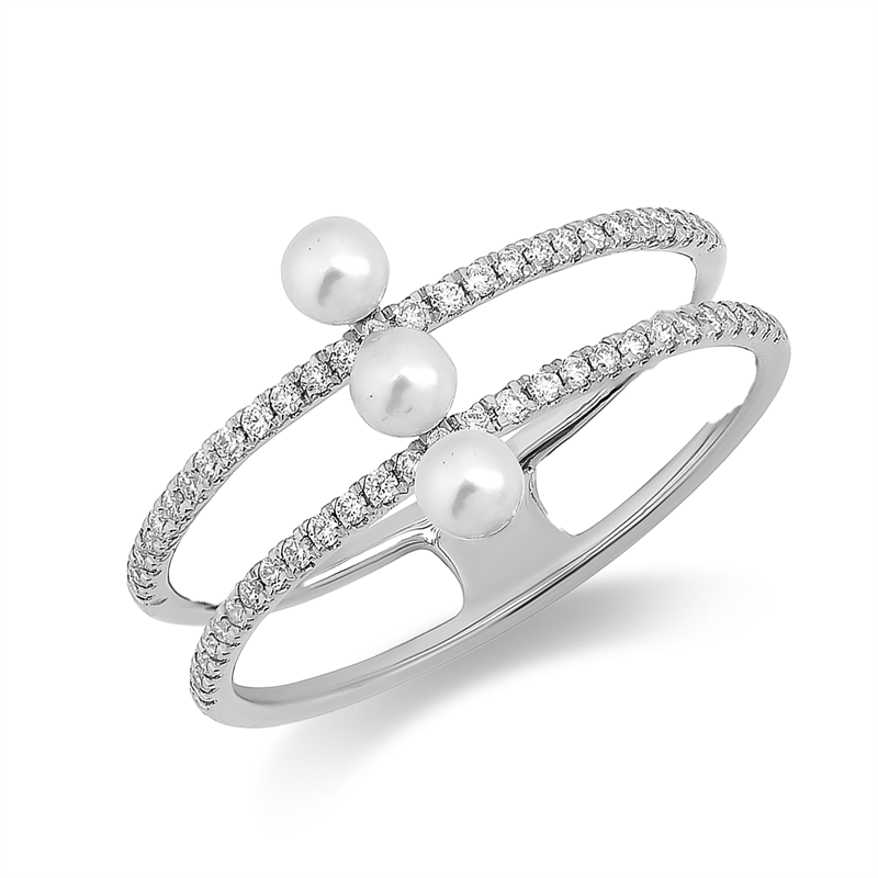 Perle Ring Weißgold 18kt 0,19ct