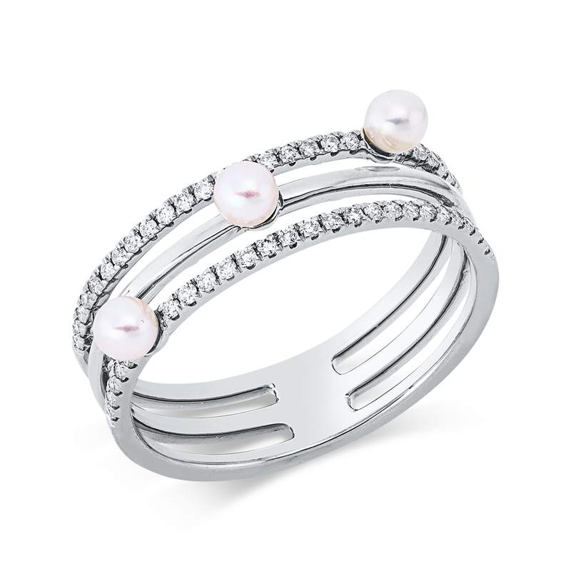 Perle Ring Weißgold 18kt 0,17ct