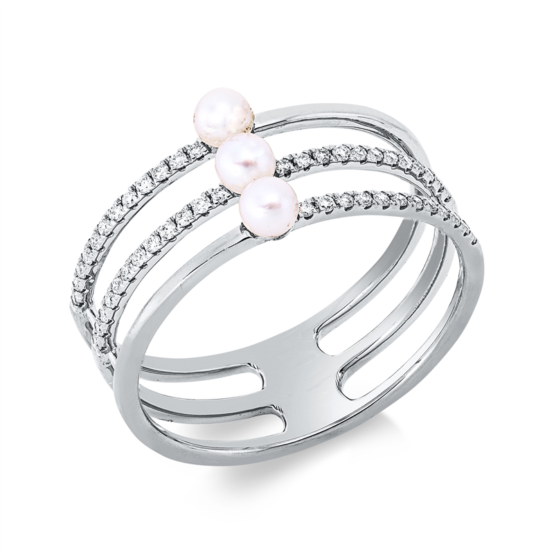 Perle Ring Weißgold 18kt 0,17ct