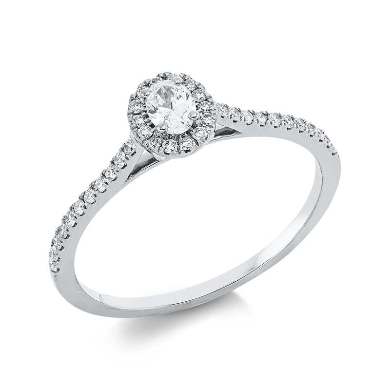 Solitaire mit Besatz Ring Weißgold 18kt 0,31ct