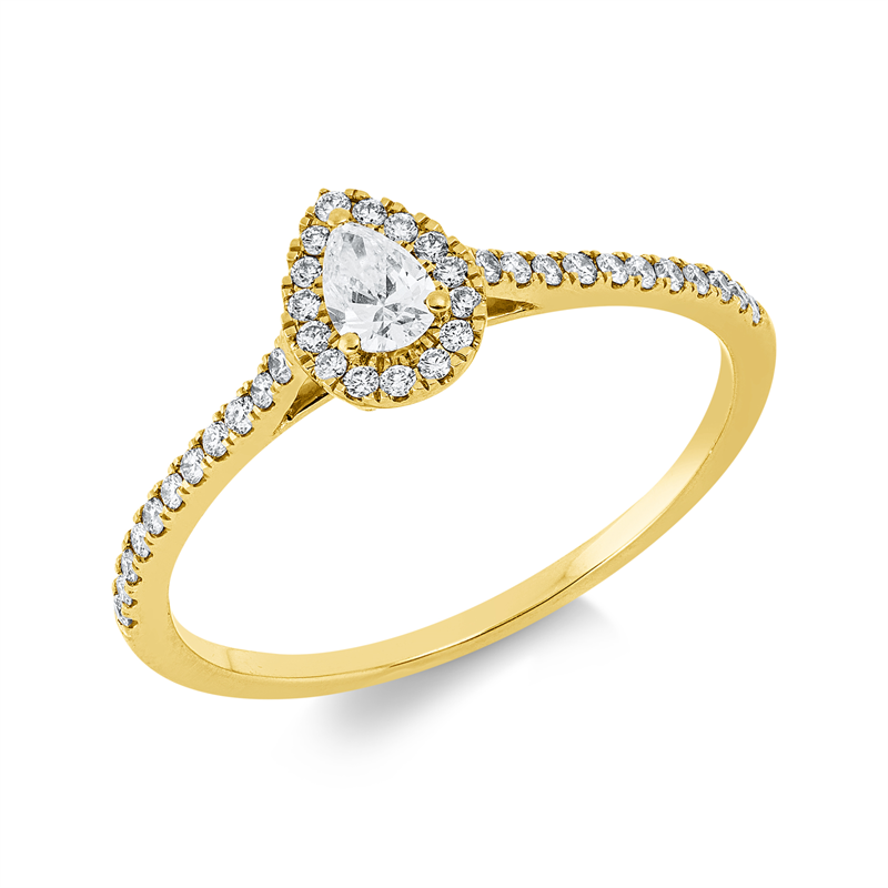 Solitaire mit Besatz Ring Gelbgold 18kt Ref-1IE28