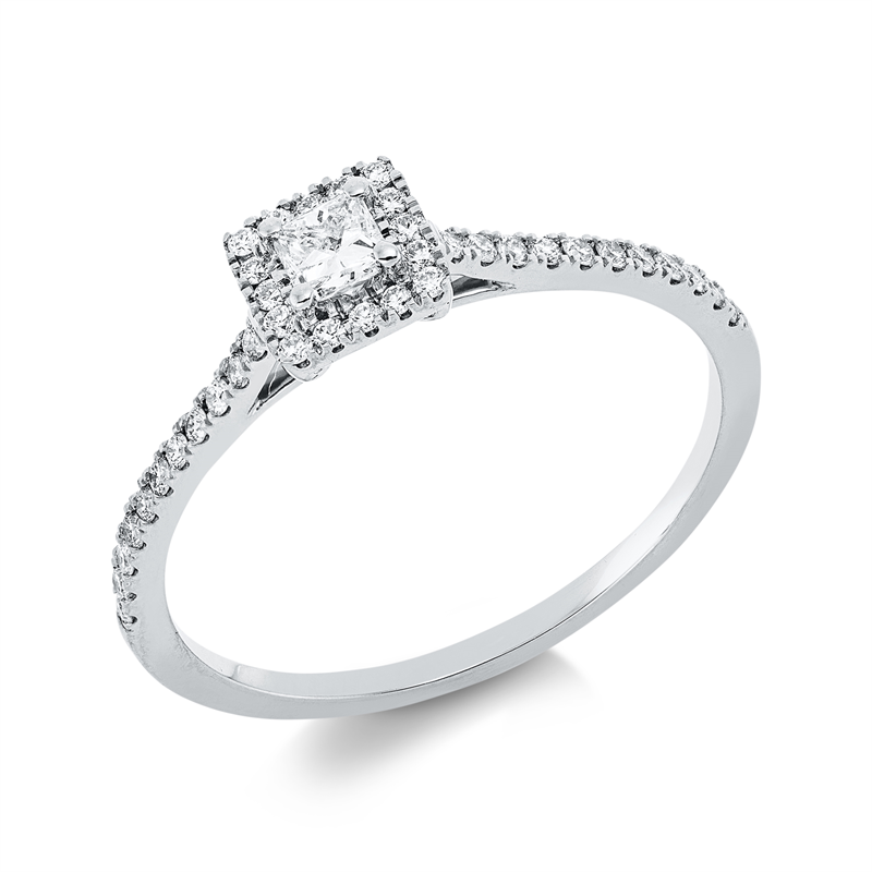 Solitaire mit Besatz Ring Weißgold 18kt 0,32ct
