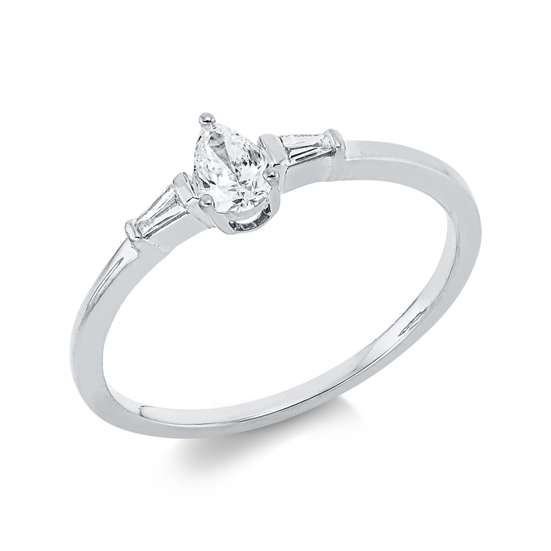Solitaire mit Besatz Ring Weißgold 18kt 0,25ct