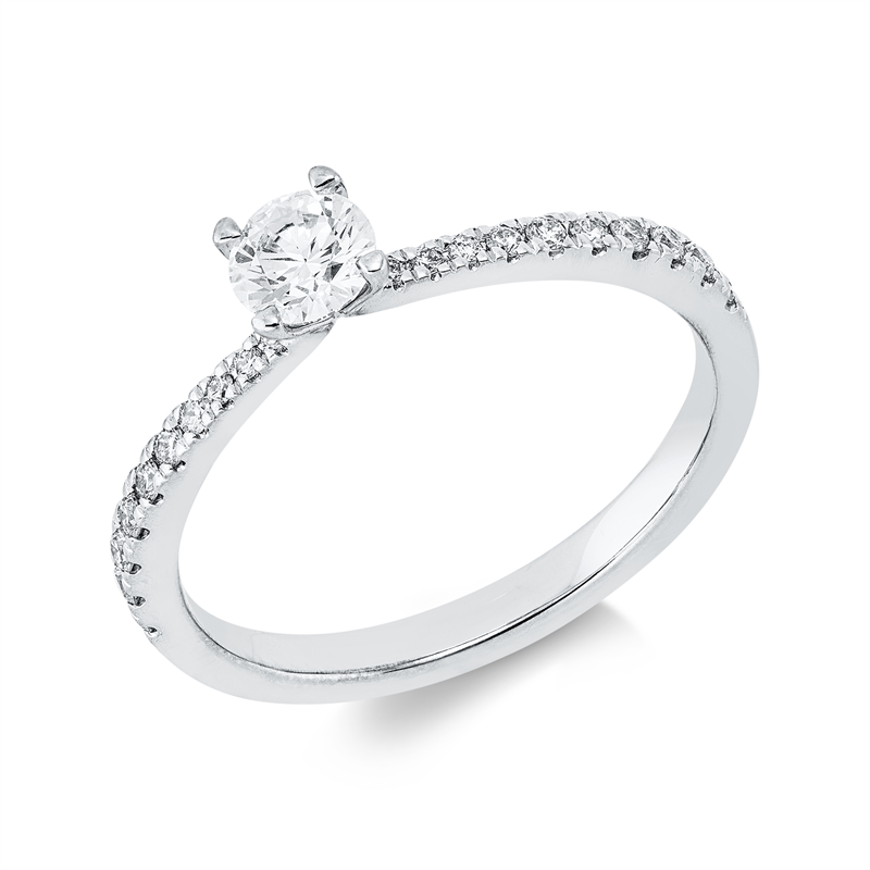 Solitaire mit Besatz Ring Weißgold 18kt 0,45ct