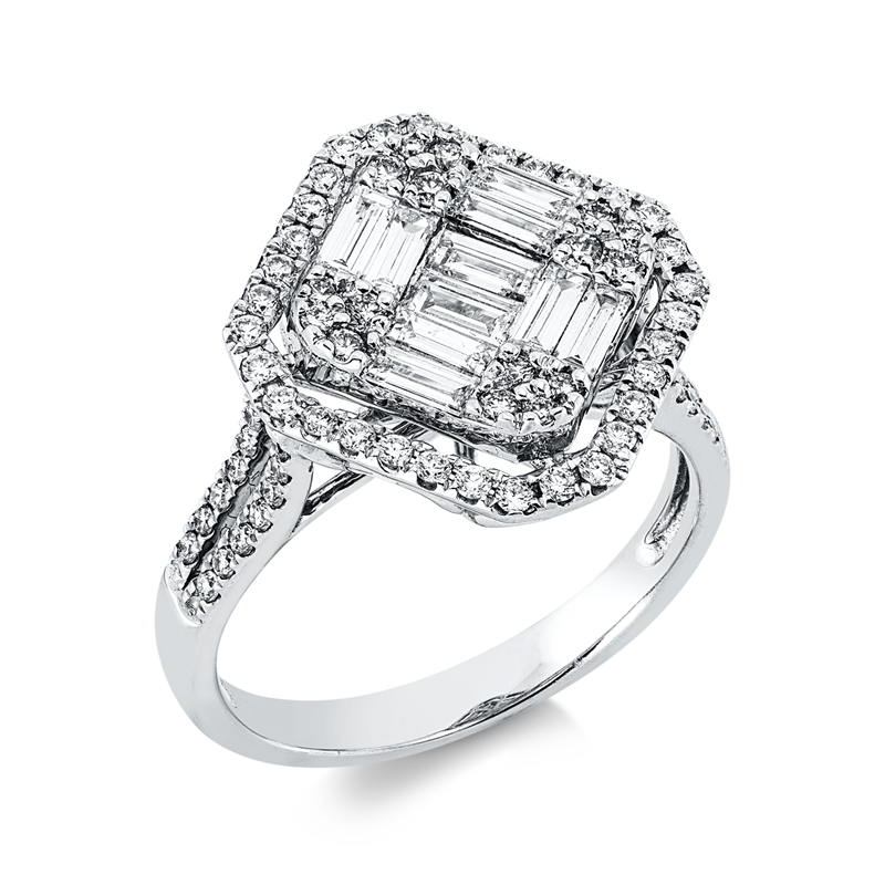 Baguette Illusion Ring Weißgold 18kt 1,04ct