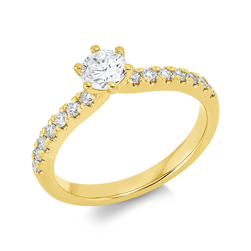 Solitaire mit Besatz Ring Weißgold 18kt 0,51ct