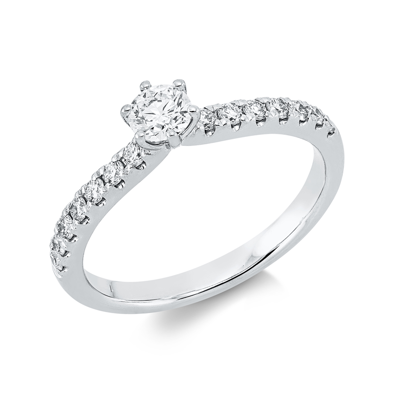 Solitaire mit Besatz Ring Weißgold 18kt 0,51ct