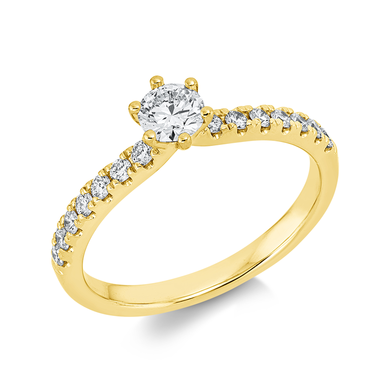 Solitaire mit Besatz Ring Weißgold 14kt 0,56ct