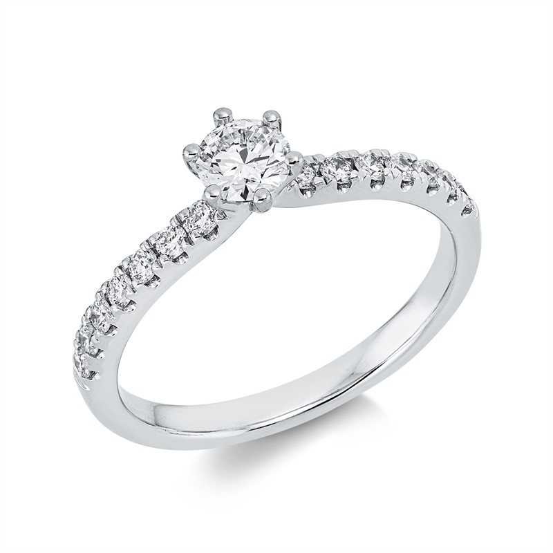 Solitaire mit Besatz Ring Weißgold 14kt 0,56ct