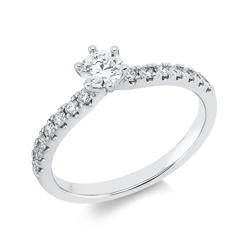 Solitaire mit Besatz Ring Weißgold 18kt 0,56ct