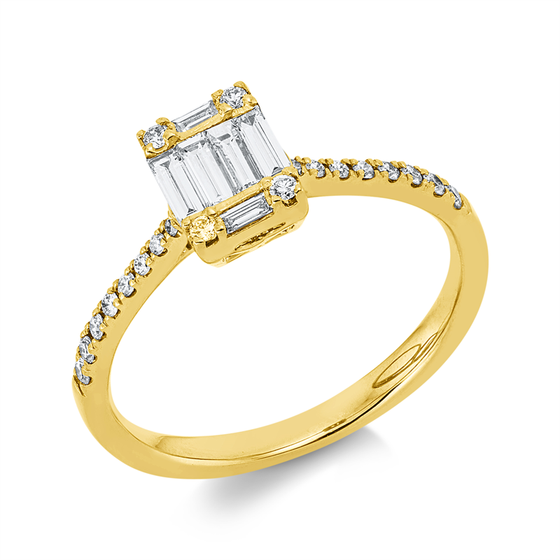 Baguette Illusion Ring Gelbgold 18kt 12,26ct