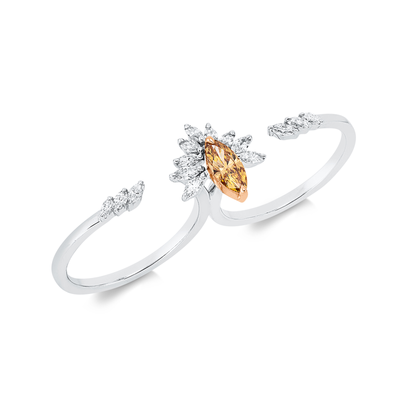 Farbiger Diamant Ring Weißgold / Rotgold 18kt 0,78ct