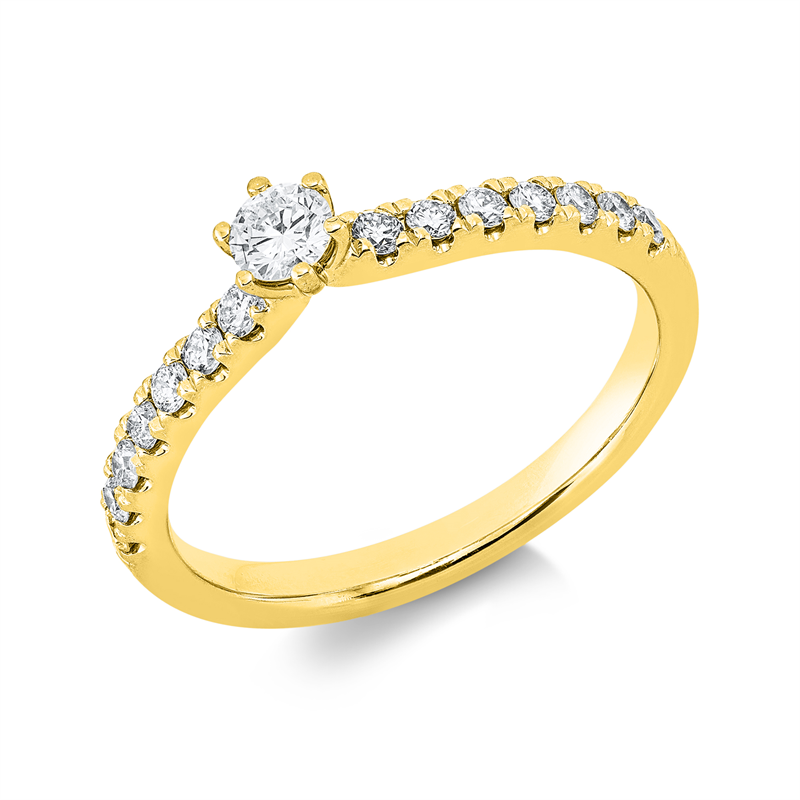 Solitaire mit Besatz Ring Weißgold 18kt 0,41ct