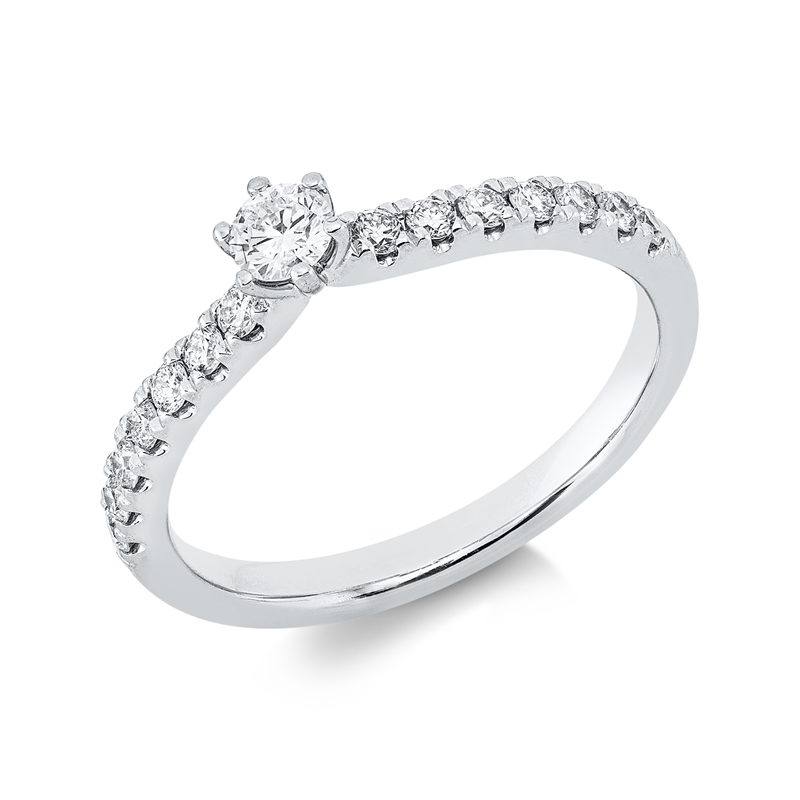 Solitaire mit Besatz Ring Weißgold 18kt 0,41ct
