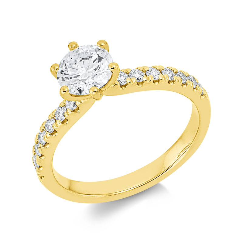 Solitaire mit Besatz Ring Gelbgold 18kt 0,96ct