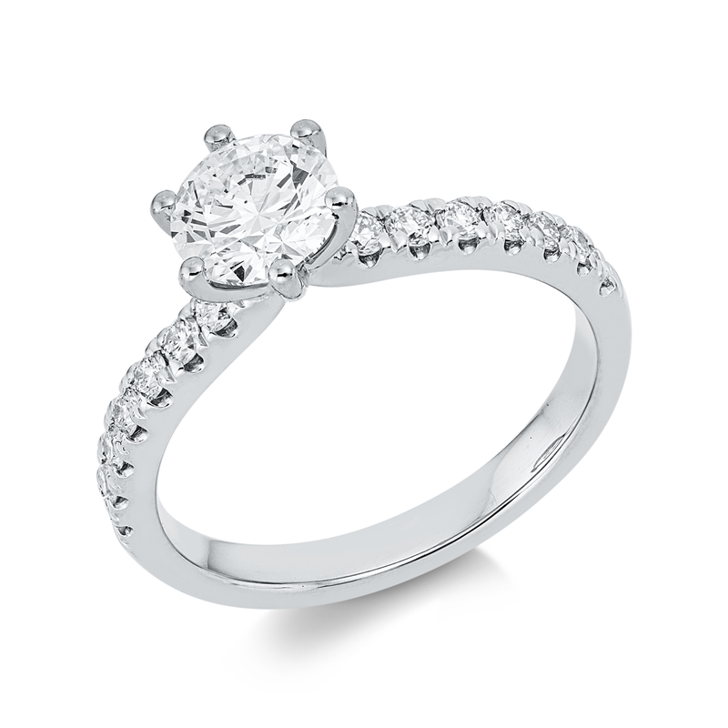 Solitaire mit Besatz Ring Weißgold 18kt Ref-1IQ82