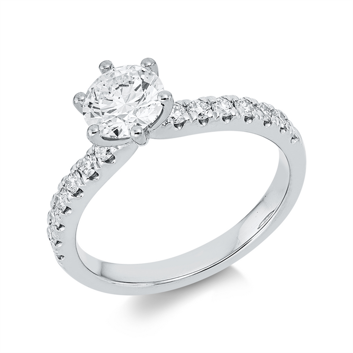 Solitaire mit Besatz Ring Weißgold 18kt Ref-1IQ82