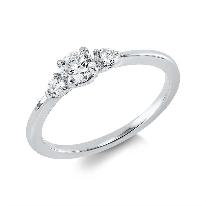 Solitaire mit Besatz Ring Weißgold 18kt Ref-1IT03