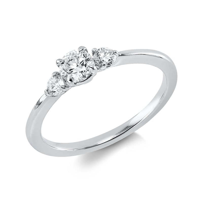 Solitaire mit Besatz Ring Weißgold 18kt Ref-1IT03