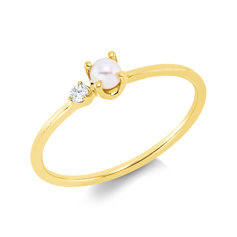 Perle Ring Gelbgold 18kt 0,03ct