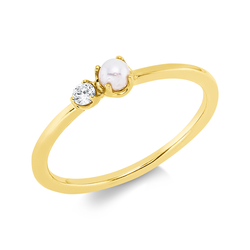 Perle Ring Gelbgold 18kt 0,05ct