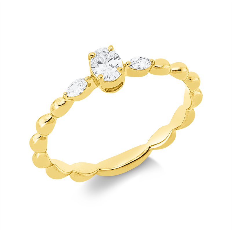 Solitaire mit Besatz Ring Weißgold 18kt 0,26ct