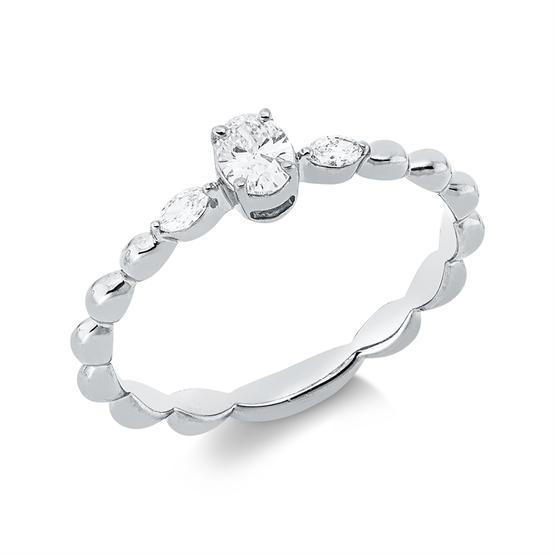 Solitaire mit Besatz Ring Weißgold 18kt 0,26ct