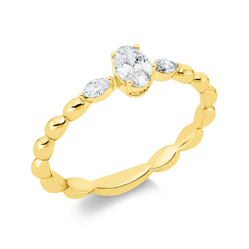 Solitaire mit Besatz Ring Weißgold 18kt 0,32ct