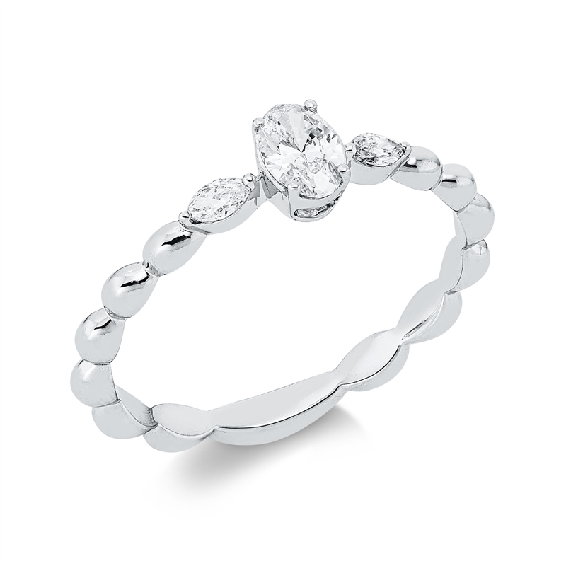 Solitaire mit Besatz Ring Weißgold 18kt 0,32ct