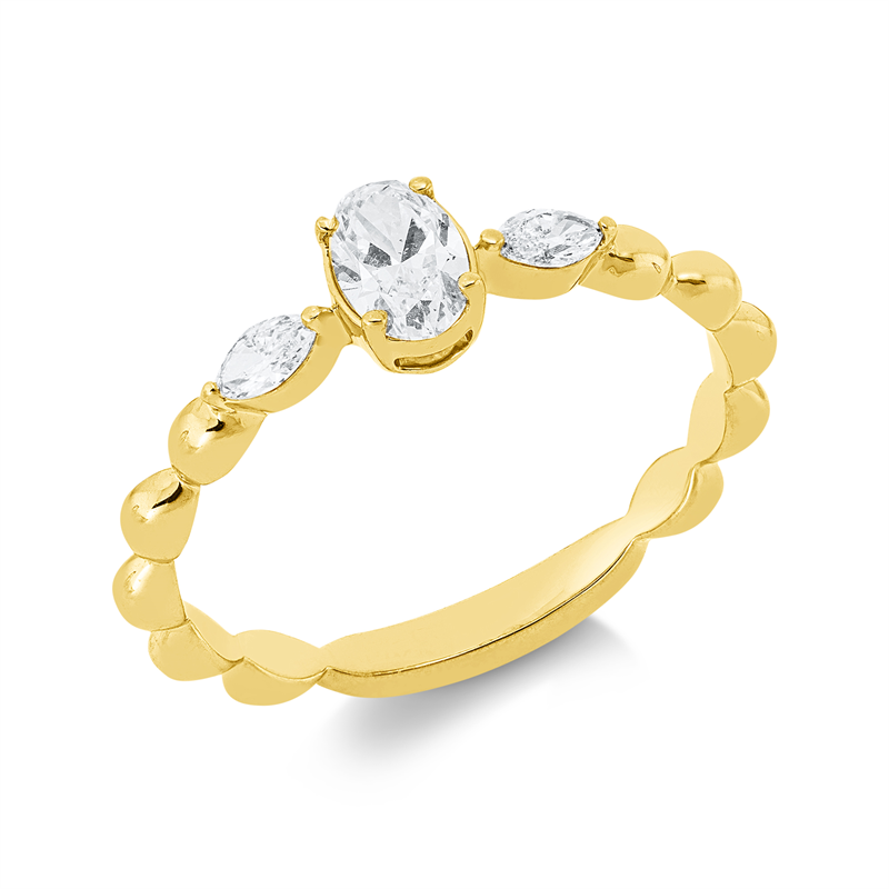 Solitaire mit Besatz Ring Weißgold 18kt 0,43ct