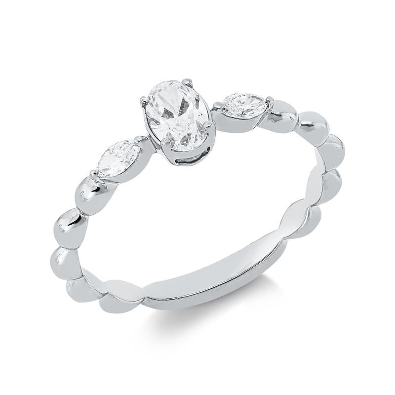 Solitaire mit Besatz Ring Weißgold 18kt 0,43ct