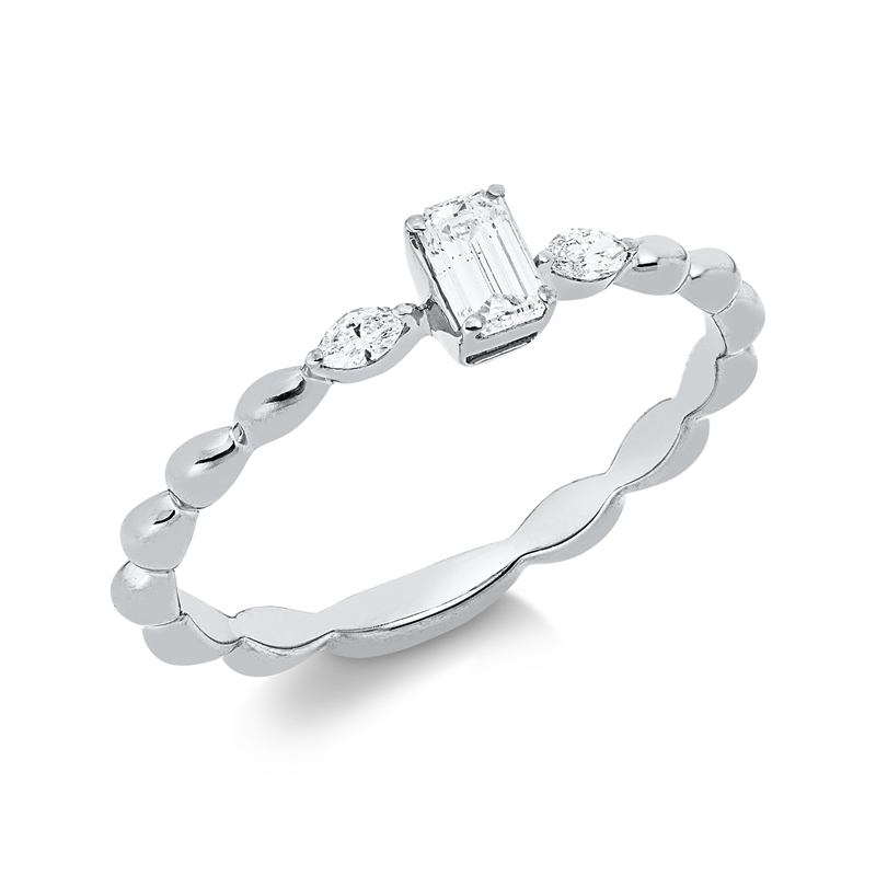 Solitaire mit Besatz Ring Weißgold 18kt 0,29ct